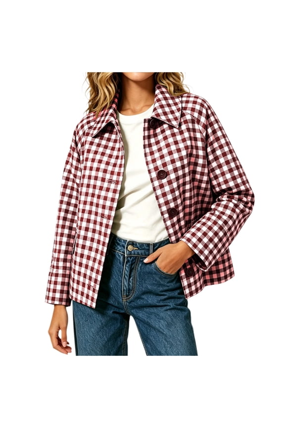 Lightweight Plaid Shirts for Women Long Sleeve Button Down Plaid Shirts Casual Collared Everyday Fall Layer with Pockets