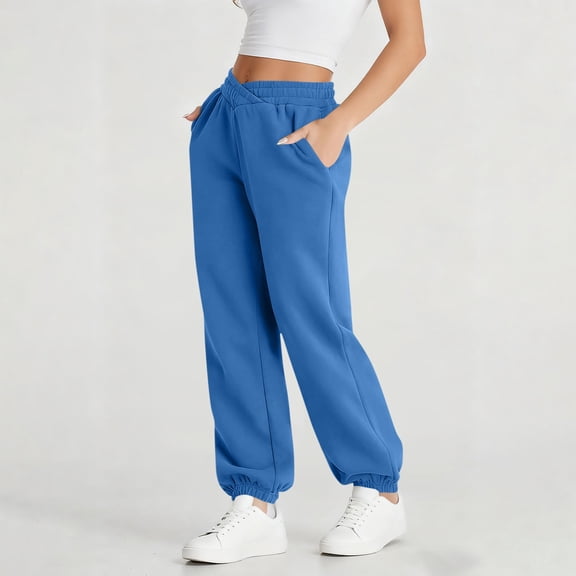 Livrdious Sweatpants for Women V Crossover Waist Baggy Jogger Pants Womens Casual Sweatpants Workout Athletic Joggers with Pockets