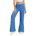 thumbnail image 1 of Livrdious Wide Leg Sweatpants for Women Drawstring High Waisted Flared Pants Lounge Athletic Outfits with Pockets, 29.5'' Inseam, 1 of 8