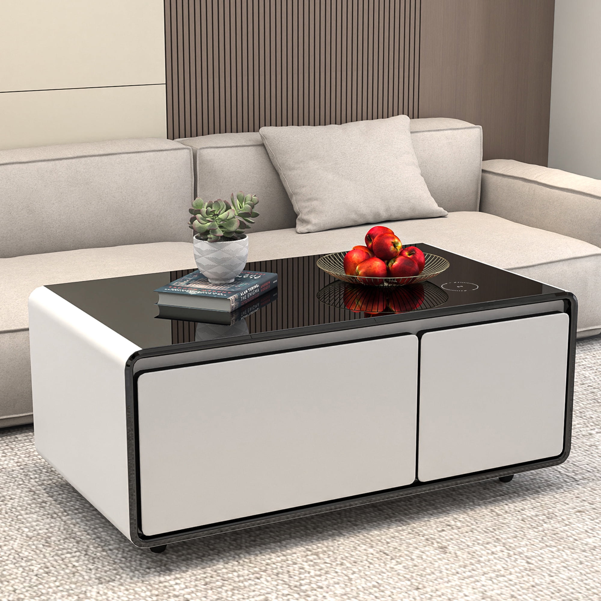 Livtab 41.5" Smart Coffee Table with Fridge Storage Drawers, Wireless