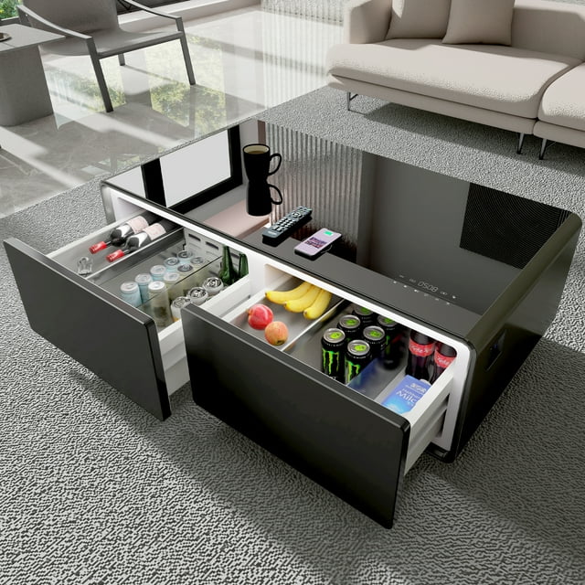 Livtab Smart Coffee Table with Fridge, Bluetooth Speakers, Wireless
