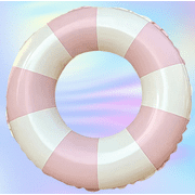 Livvly Inflatable Swim Tube Raft, Pink Pool Float With Classic Striped, Round Intertubes Pool Floating Tubes Swim Pool Ring For Summer Pool Party Beach