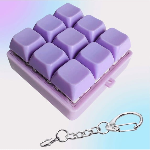 Livvly Keyboard Fidget Toy, Keyboard Keychain 9-in-1 Keyboard Decompression Button Finger Clicker Toys Stress Relief Fidget Gifts