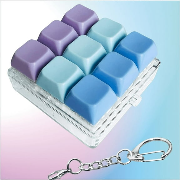 Livvly Keyboard Fidget Toy, Keyboard Keychain 9-in-1 Keyboard Decompression Button Finger Clicker Toys Stress Relief Fidget Gifts