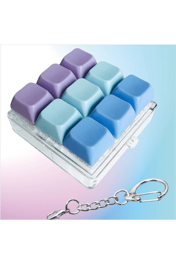 Keyboard Fidget Toy, Keyboard Keychain 9-in-1 Keyboard Decompression Button Finger Clicker Toys Stress Relief Fidget Gifts