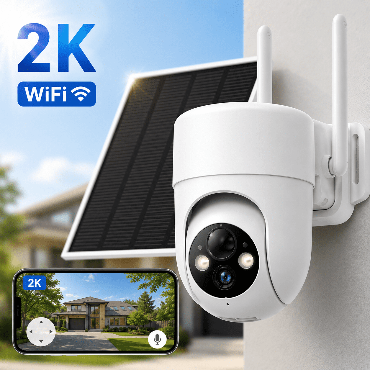 Liwan Solar Security Camera Wireless Outdoor, 2K WiFi Camera with 360 ...