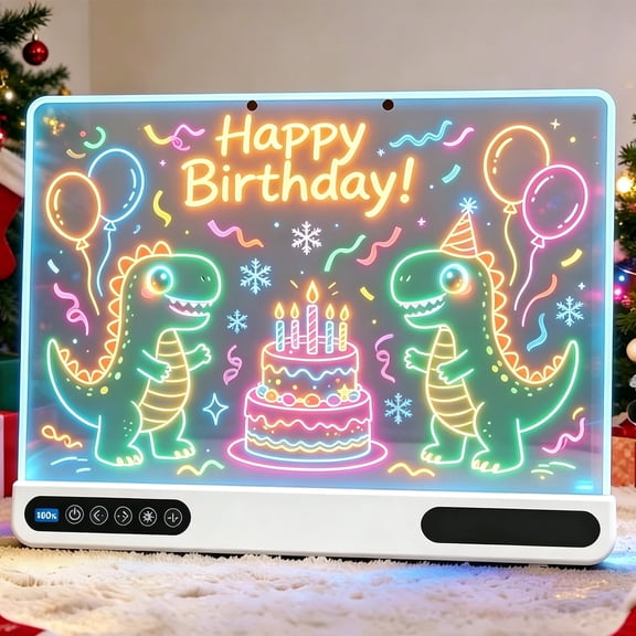 Liwantech 16" Rechargeable LED Drawing Board for Kids, 10-Color Light up Doodle Pad, Digital Display, Touch Buttons & Built-in Stand, Ideal Gift