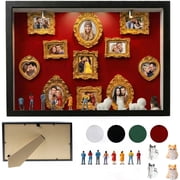 Liwantech DIY Mini Museum Shadow Box Kit, Silhouette Display Box with Gold Mini Frames, Figurines & LED Lights, Personalized Memory Collage Gift for Wedding Anniversary Birthday Home Decor