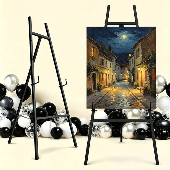 Liwantech Easel Stand for Sign, Adjustable Metal Easel for Display with Chain, Heavy Duty Poster Stand for Wedding, Painting, Canvas Display