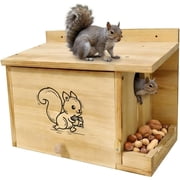Liwantech Large Cedar Wood Squirrel House with Feeder, Outdoor Anti-Predation Squirrel Nest Box, Backyard Wildlife Shelter