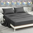 thumbnail image 1 of Liwarace 4 Pieces Full Size Bed Set Solid Color Deep Pocket Sheets,Gray, 1 of 13
