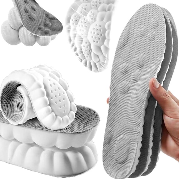 Liwarace 4D Insole Orthopedic Insoles Shoe Pads Sport Insole Breathable Soft Feet Care (Gray, 35-36)
