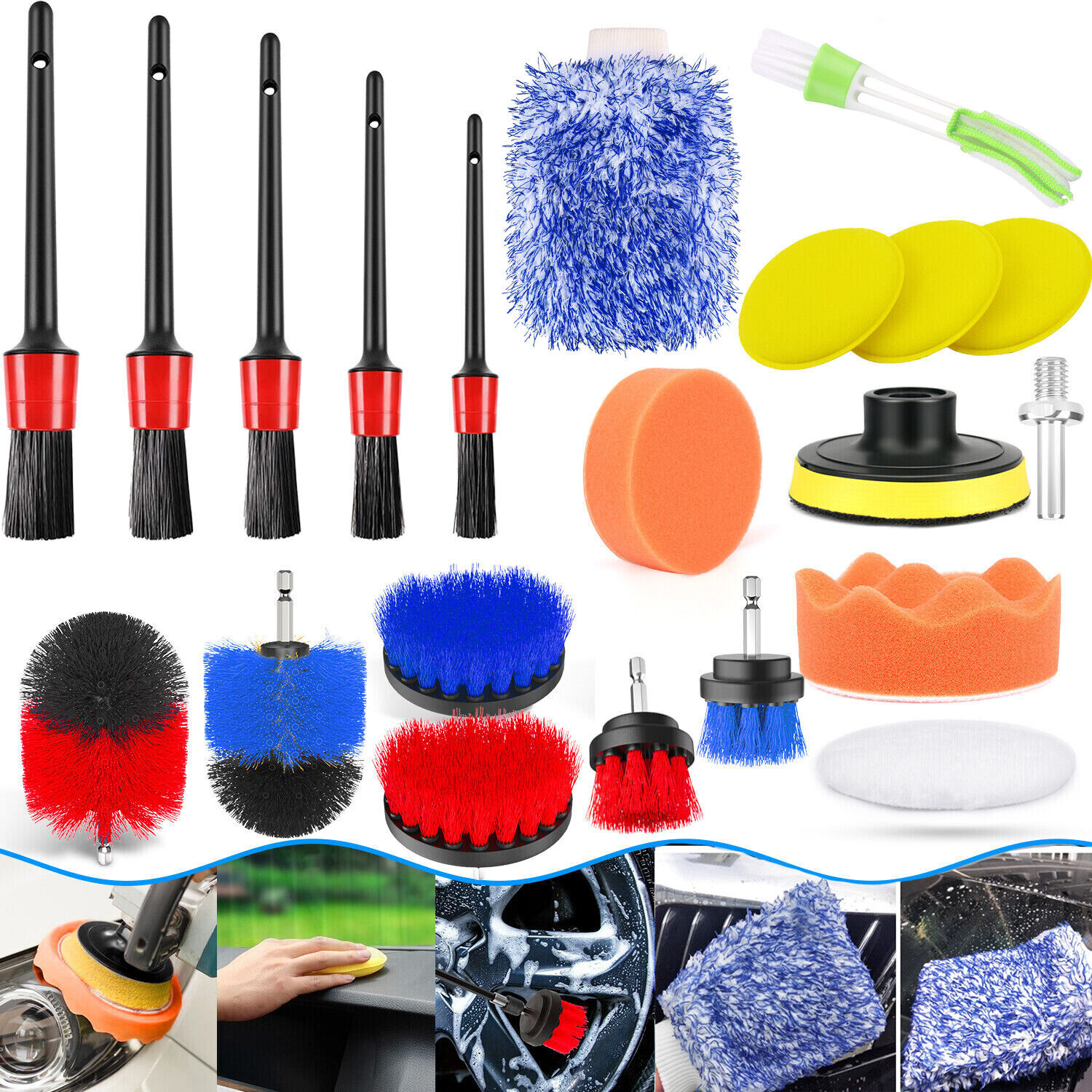 Liwarace Auto Detailing Cleaning Kit Car Detailing Brush Wash Engine