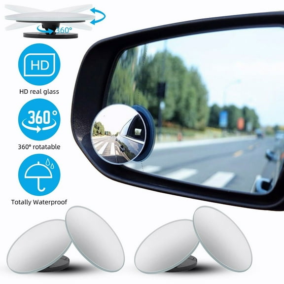 Liwarace Blind Spot Mirrors Round HD Glass Convex 360 Side Rear View Mirror for Car 4Pcs