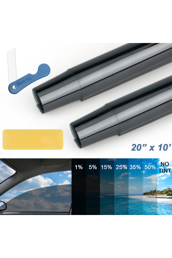Car Window Tint Kit 1% Universal VLT Film Roll, 20" x 10'