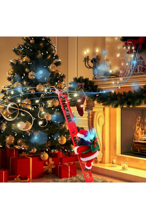 Christmas Decor Electric Climbing Ladder Singing Santa Claus Christmas Tree party Decoration