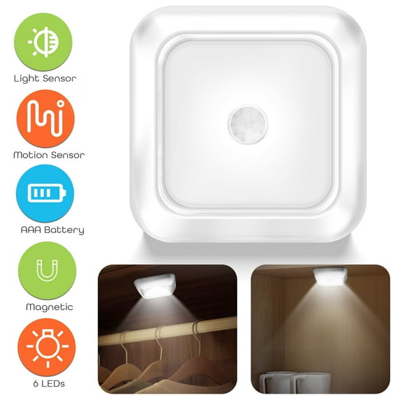 Liwarace LED Battery Powered Square Motion Sensor Closet Stair Night Light
