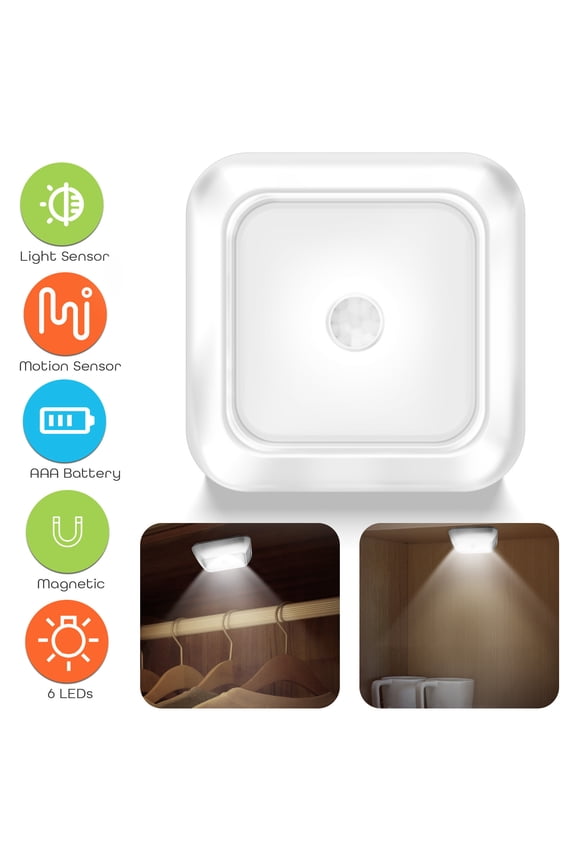 LED Battery Powered Square Motion Sensor Closet Stair Night Light