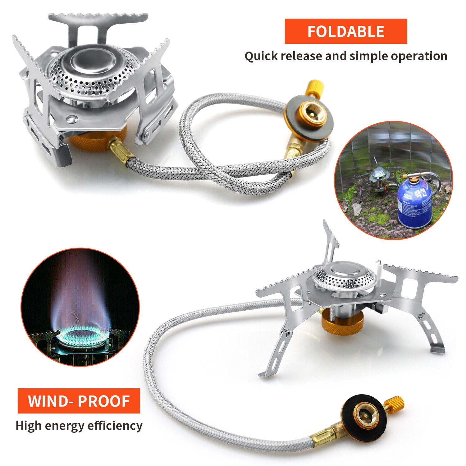 Liwarace Portable Camp Stove Mini Backpacking Outdoor Gas Butane