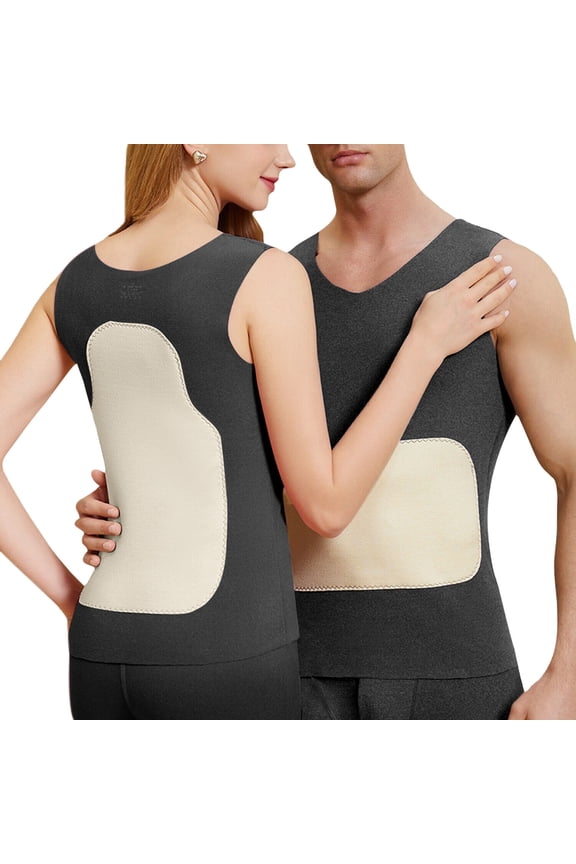 Tank Top Winter Thermal Stretch Round Neck Warm Vest Men Women Fleece Lined