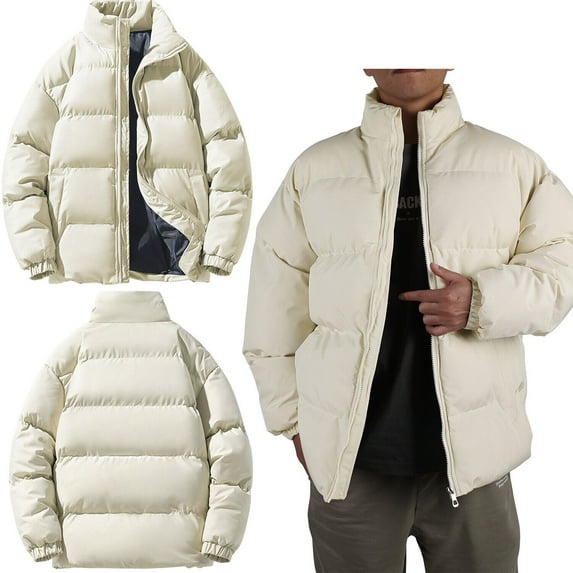 Liwarace Winter Jacket Stand-up Collar Solid Color Down Cotton Jacket Thickened