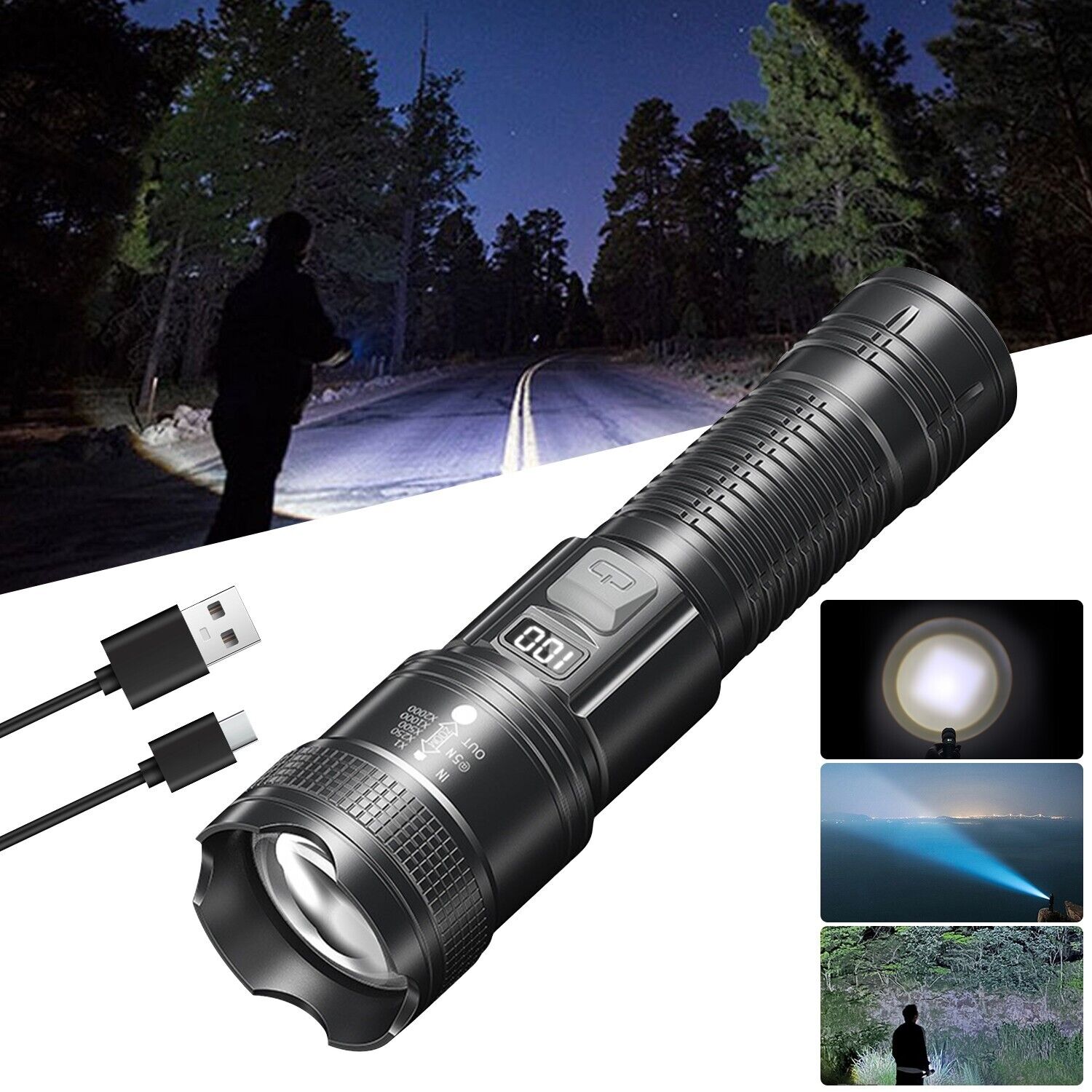 Bright Light ME ＋ Liwarace XY-8068 Zoom Multifunction Outdoor Digital Flashlight