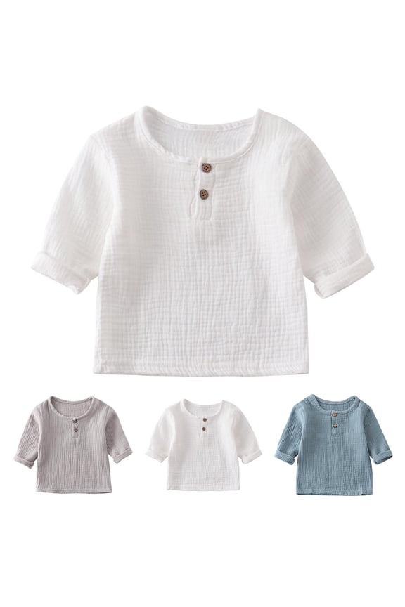 Boy's And Girl's Wrinkle Crewneck T Shirts Elbow Length Baggy Solid Color Tees Summer Casual Classic Tops Gray 2 Years