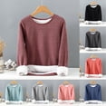 thumbnail image 1 of Liweisiy Fleece Lined Long Sleeve Shirts For Womens Solid Basic Round Neck Soft Sweatshirts Winter Layering Sleep Tops Green L, 1 of 4