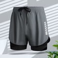 thumbnail image 1 of Liweisiy Men's Running Gym Shorts With Liner Drawstring Elastic Waisted Lightweight Sweat Shorts With Pockets For Athletic Dark Gray 3Xl, 1 of 5