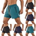 thumbnail image 1 of Liweisiy Side Split Running Shorts For Mens Loose Lightweight Breathable Elastic Waist Shorts Summer Gym Athletic Pants Light Blue XL, 1 of 9