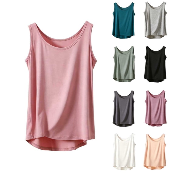 Liweisiy Women'S Solid Color Casual Tank Tops Crewneck Sleeveless Relaxed Fit Tops Summer Breathable Athletic Workout Undershirts Army Green Xl