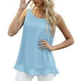 thumbnail image 1 of Liweisiy Women's Double Layering Ruffled Hems Tank Tops Soild Color Crew Neck Sleeveless Shirts Summer Flowy Casual Tops Sky Blue 5XL, 1 of 7
