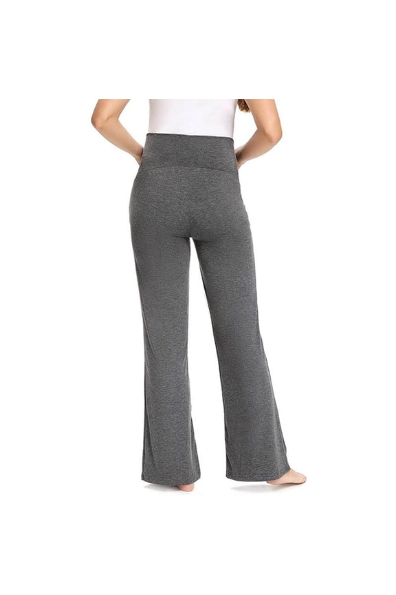 Women's Maternity Wide Leg Pants Over The Belly Full Coverage Waist Tunic Support Pants Summer Pregnancy Bassic Casual Trousers Dark Gray S