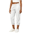 thumbnail image 1 of Liweisiy Women's Solid Color 3/19 Joggers Elastic High Waisted Loose Fit Capri Pants Breathable Lightweight Sweatpants For Athletic Gray S, 1 of 6