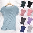 thumbnail image 1 of Liweisiy Women's Solid Color T Shirts Cap Sleeve Crewneck Stretchy Soft Baggy Pajama Shirts Casual Loungewear Nightshirts Blue M, 1 of 4