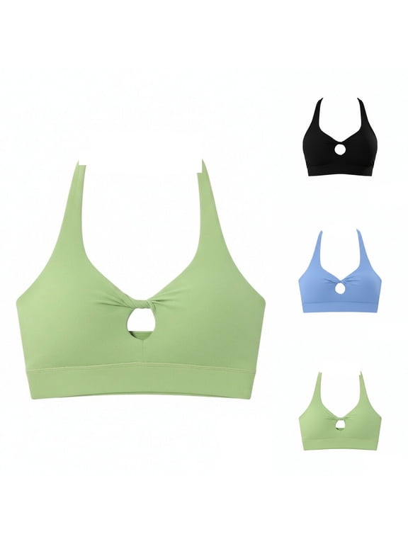 Women's Twist Front Bra Quick Dry Cutout Sports Seamless Wireless Full Coverage Bra Support Yoga Workout Bralette Black L