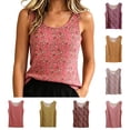 thumbnail image 1 of Liweisiy Women's Vintage Tank Tops Floral Sleeveless Crewneck Loose Fit Shirts Summer Casual Layering Tops Coffee-2 M, 1 of 6