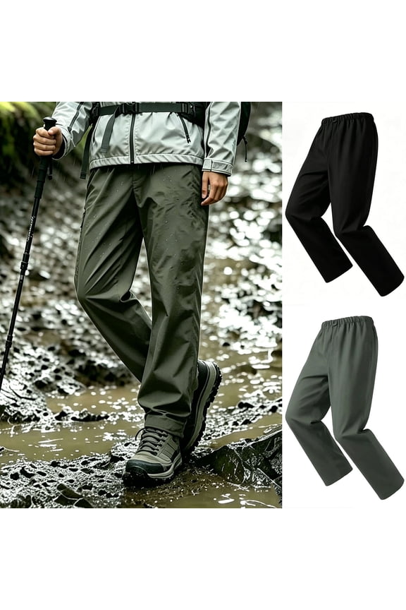 Women's Waterproof Hiking Pants Elastic High Waist Loose Fit Solid Color Trousers Casual Classic Outwear Army Green 2XL