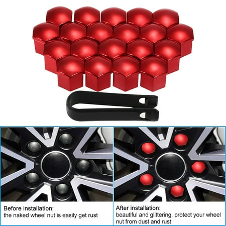 Lixada 20pcs Universal 21mm Wheel Nut Covers Lug Nut Caps Screw Protector