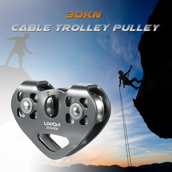 Lixada 30kN Cable Trolley Pulley with Ball Bearing Climbing Caving Aloft Work Rescue
