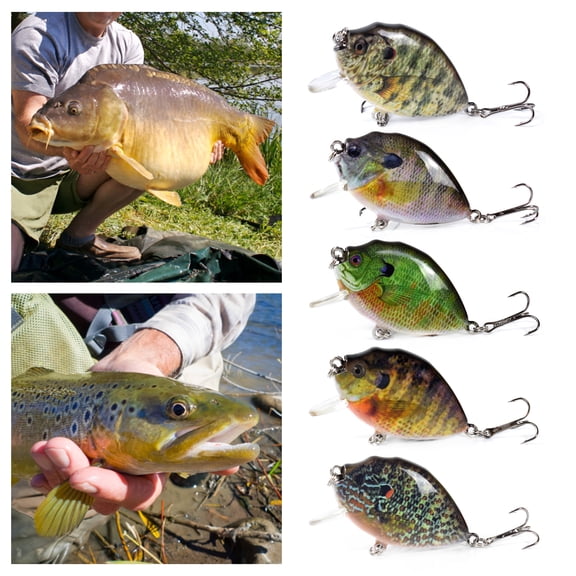 Lixada 5PCS Fishing Lures 6cm 15g Wobbler Fishing Lure Artificial Hard Bait Crankbait with Tackle Box for Fish Bass Fishing Tackle
