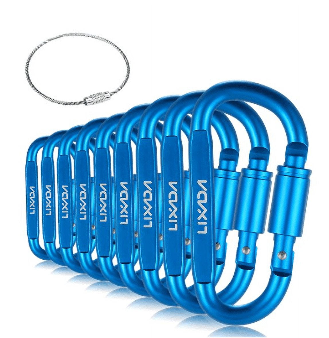 Climbing Carabiner 2.7" Aluminum D Ring Carabiners Clip D Shape Spring Loaded Gate Small Keychain Set For Outdoor Camping Mini Lock Snap Hooks Spring Link Key Chain Durable Improved 20 Pcs Silver