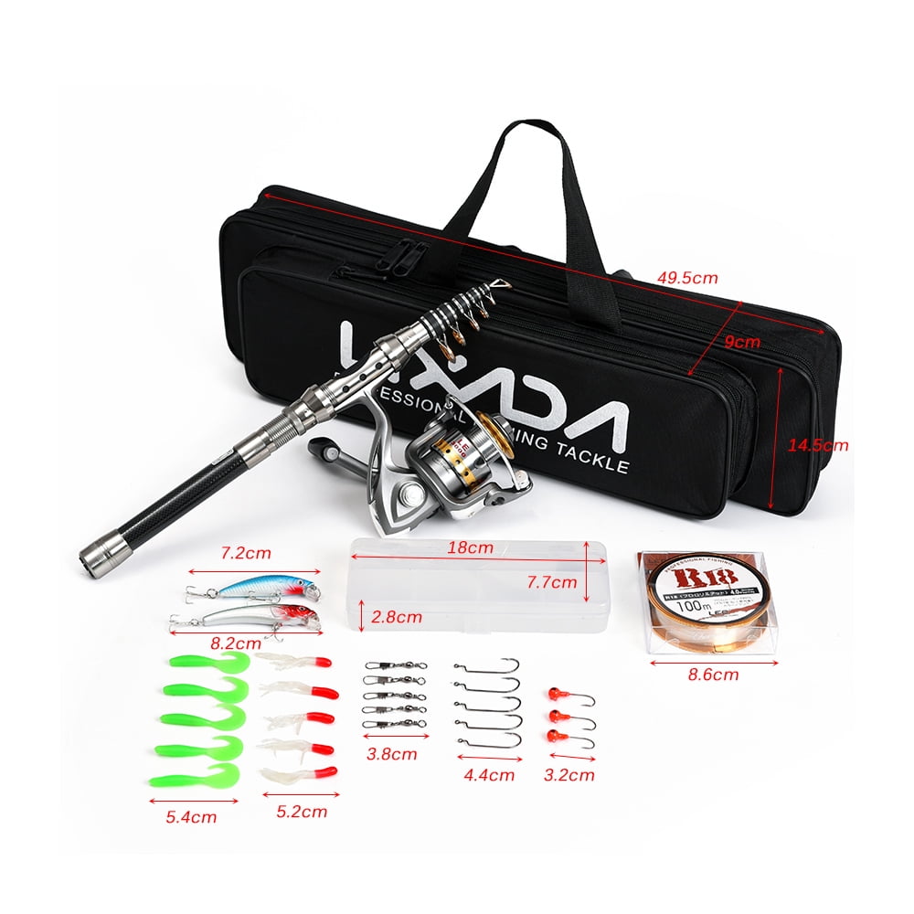 Lixada 95 In. Telescopic Fishing Rod and Reel Combo Full Kit with