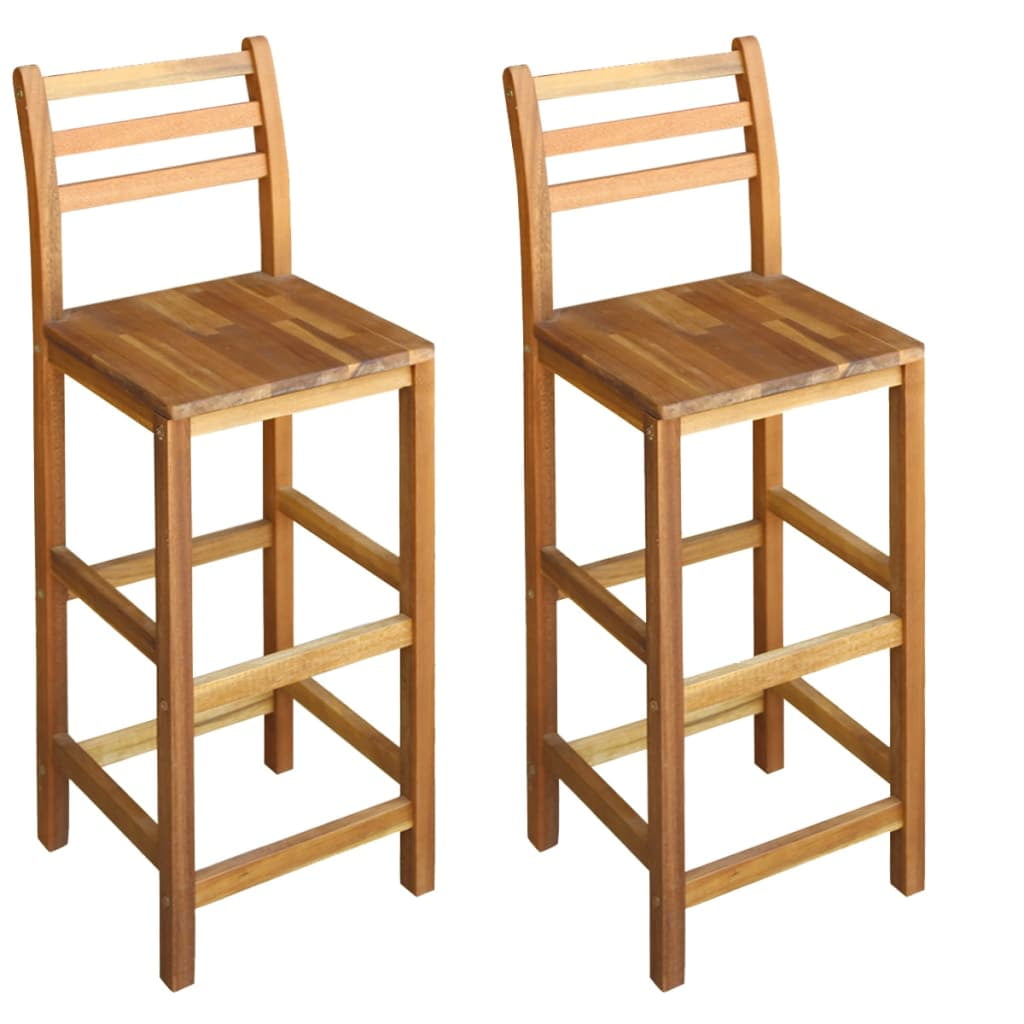 Rustic Acacia Wood and Metal 43'' High Bar Chair Set