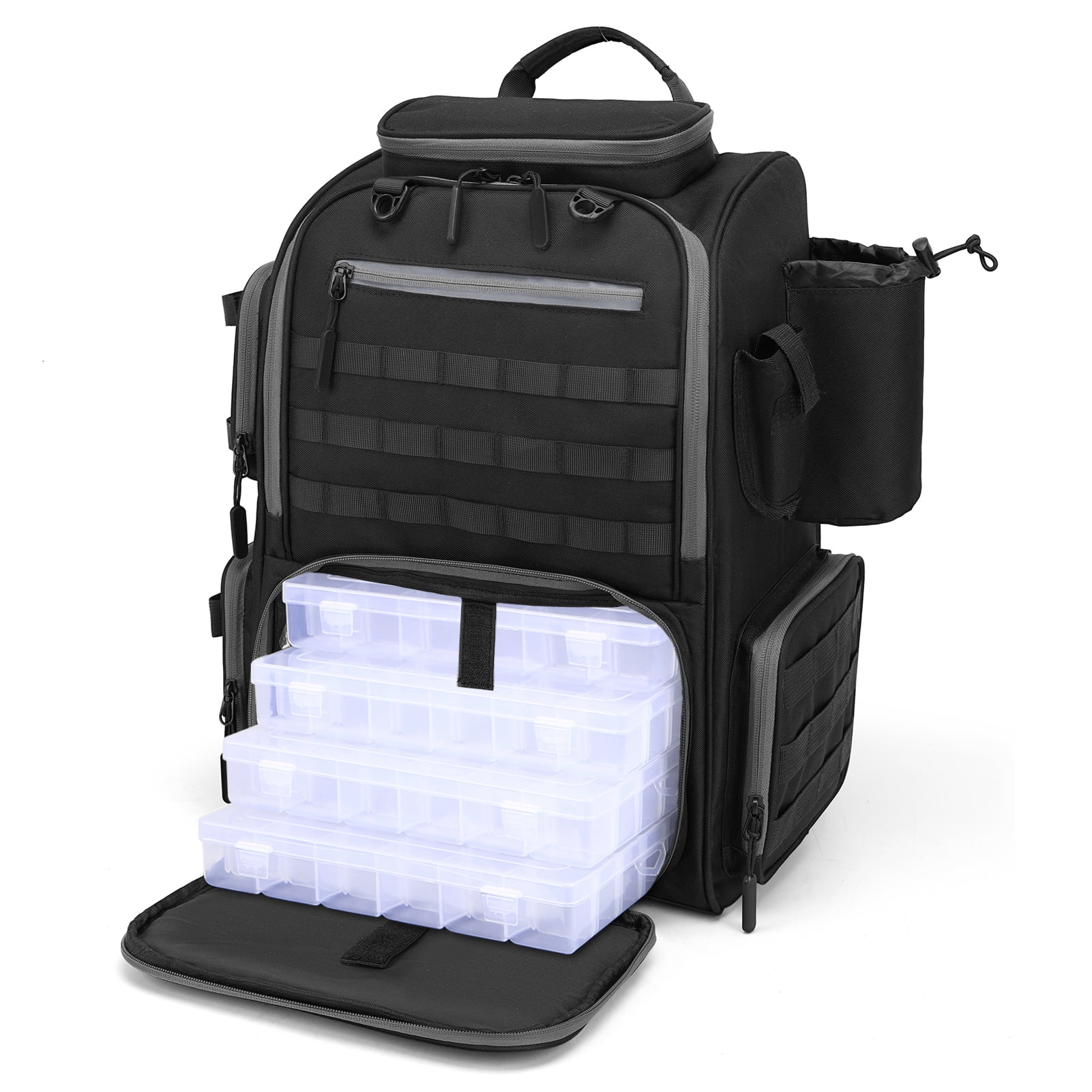 Lixada Fishing Backpack Waterproof Tackle Bag with Trays and Rain Cover