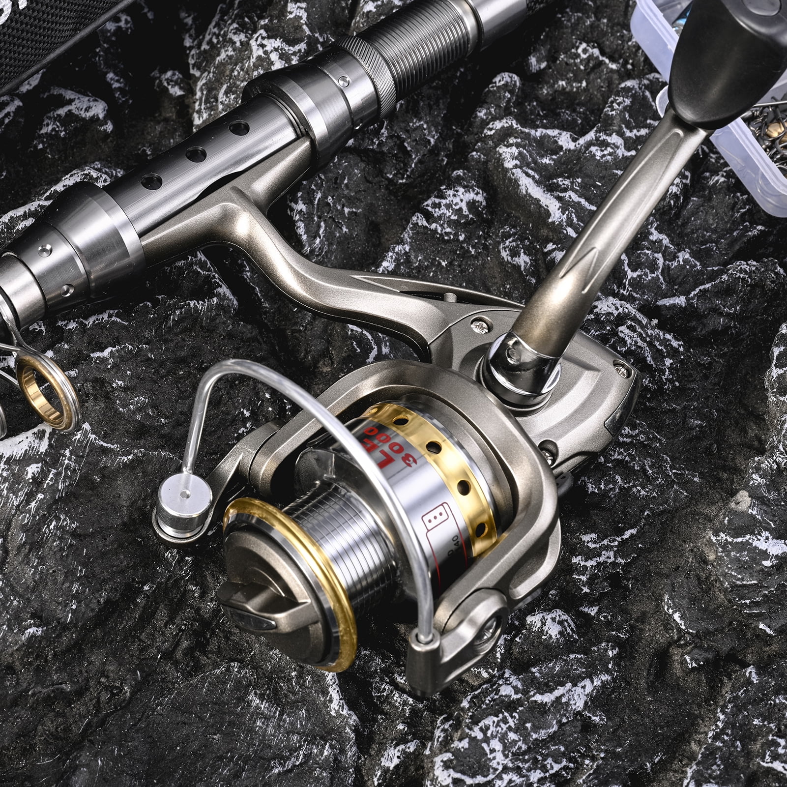 Lixada Fishing Pole Combo Set Carbon Fiber Spinning Reels