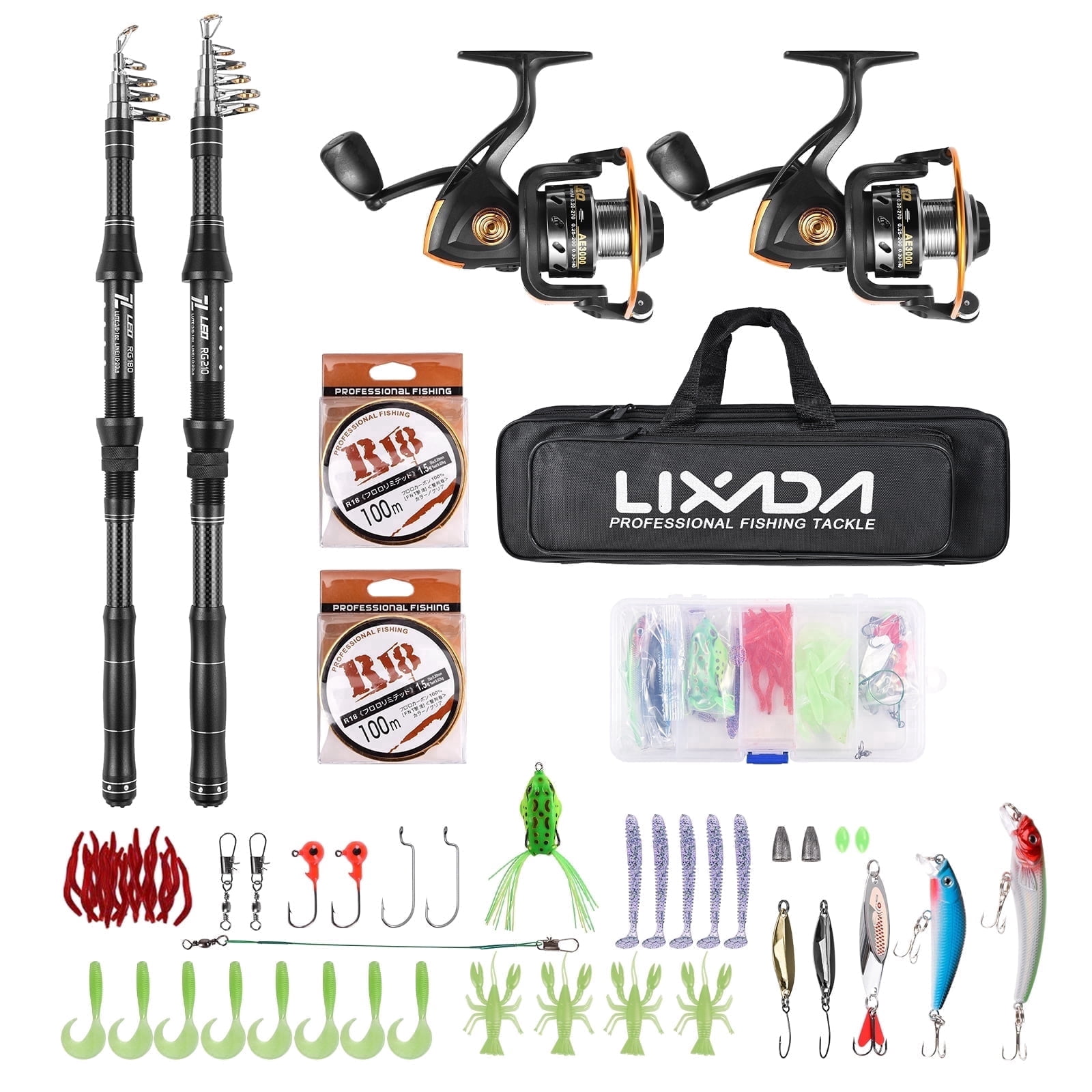 blusea fishing rod reel combo full kit Pole Combo, 6.9ft 2Pcs Telescopic Rods Set, Collapsible Carbon Fiber Fishing Rods, 2PCS Spinning Set with Carrier Bag Freshwater Fishing and Reel Combos Kits (2.1M/6.89FT) : Sports lure pins Blusea Kids Fishing Rod and