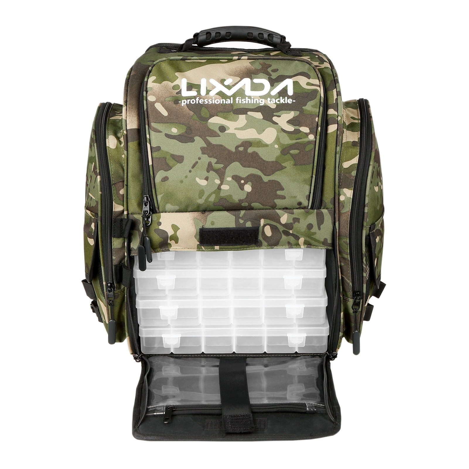 Lixada Fishing Tackle Backpack with 4 Trays Large Tackle Storage Bag