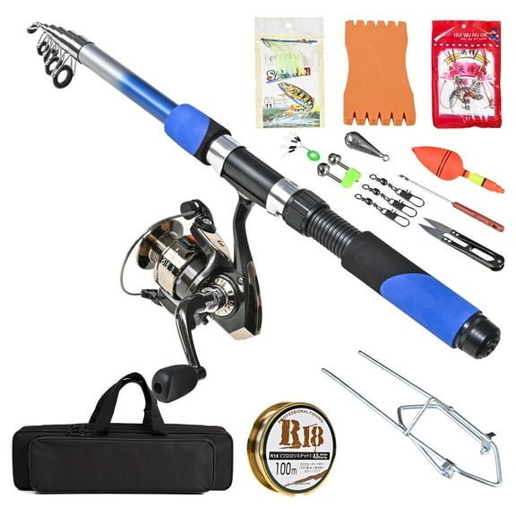 And Lixada Fishing Tackle Set With 2.1m Telescopic Fiberglass Fishing Sea Rod  Fishing Reel Fishing Baits Hooks Fishing Bag Kit Seawater Freshwater Suits Professional