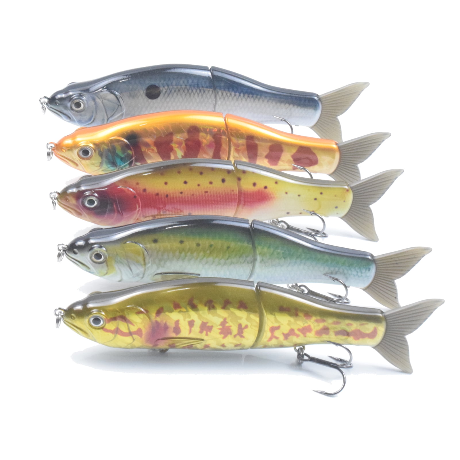 Lixada Glide Bait Hard Body with Soft Tails - 5 in / 2.2, Slide Shad Lures, 3D Eyes, Crankbait Fishing Bait